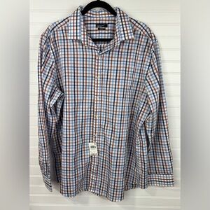 Bar III men’s red, white, blue plaid button down slim fit  Shirt. NWT. Size XL